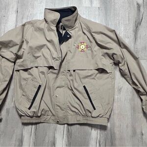 VTG Diport Signature Collection Windbreaker Jacket Large Tan VFW Embroidery